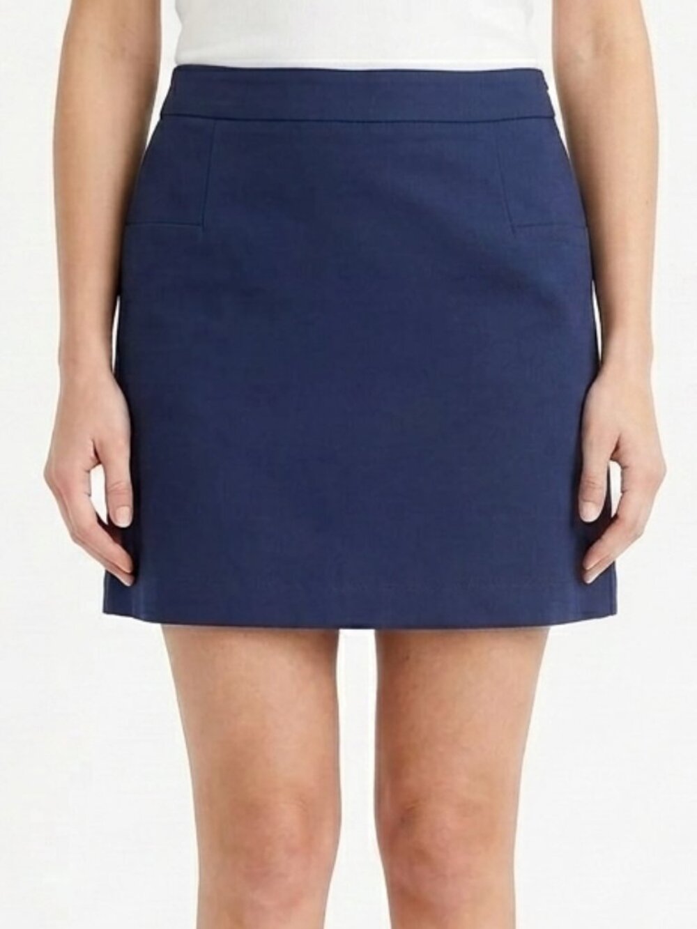 Max Studio Stretch Cotton Navy A-Line Skirt NEW- Sz. 10